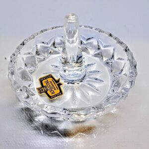VTG 70s-80s 24% Lead Crystal Ornate Design Ring Jewelry Holder Nice Condition